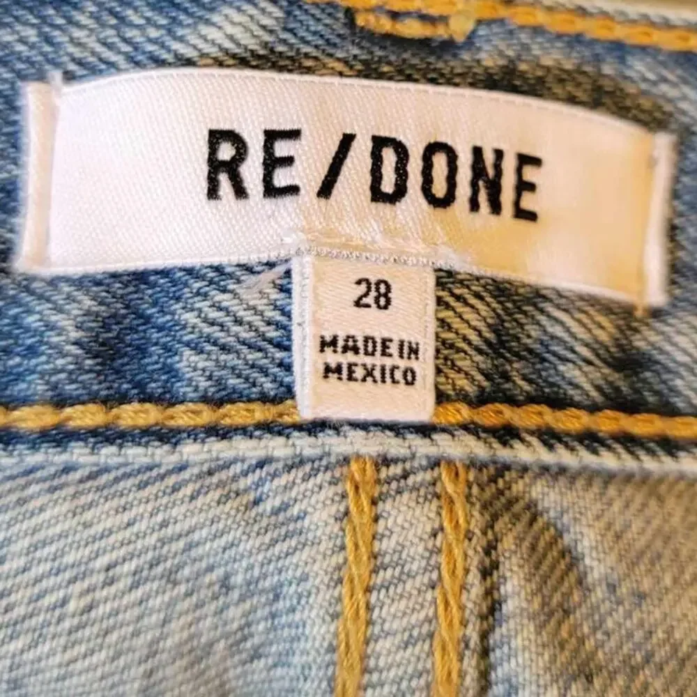 RE/DONE 70's High Rise Splashed Bleached Effect Denim Shorts Size 28 NEW - Picture 3 of 11